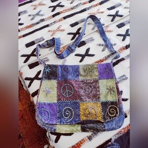 Nepalese Patchwork Crossbody Bag - Multicolor Boho Hippie